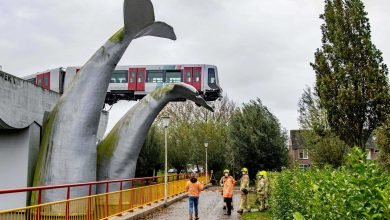 Metro descarrila na Holanda e não cai de ponte devido a escultura de cauda de baleia