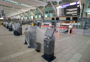 Check-in kiosks are covered in plastic -Milenio Stadium-Canada