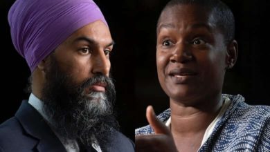 NDP Leader Jagmeet Singh, left, and Green Party Leader Annamie Paul, right-Milenio Stadium-Canada