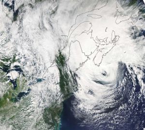 A NOAA satellite image showing the remnants of Hurricane Dorian-Milenio Stadium-Canada
