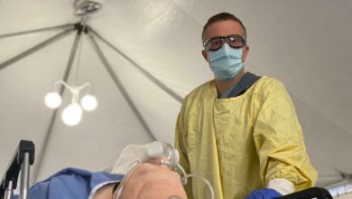 Hospital staff train in new ER tents to prepare for surge in non-COVID-19 patients-Milenio Stadium-Ontario