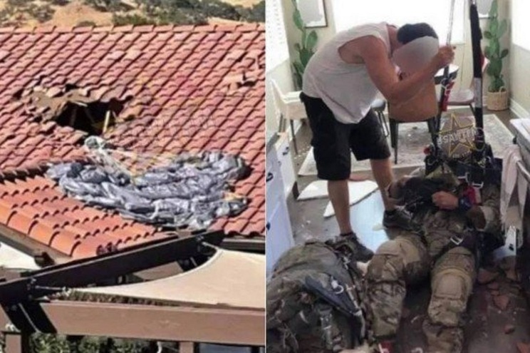 Militar cai em cozinha pelo telhado após falha de paraquedas - milenio stadium - mundo