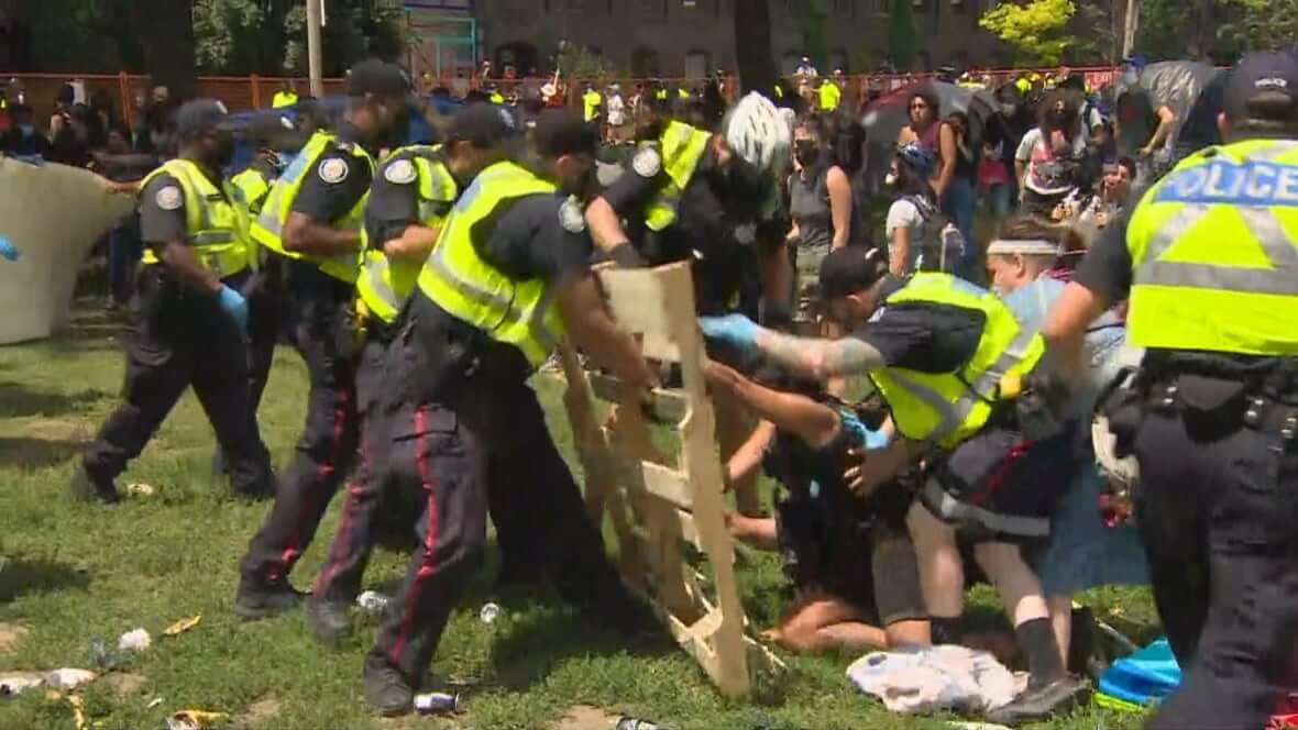Violent scene at Lamport Stadium Park-Milenio Stadium-Ontario