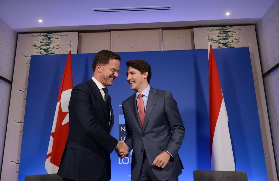 Trudeau with Prime Minister of The Netehrrlands-Milenio Stadium-Canada