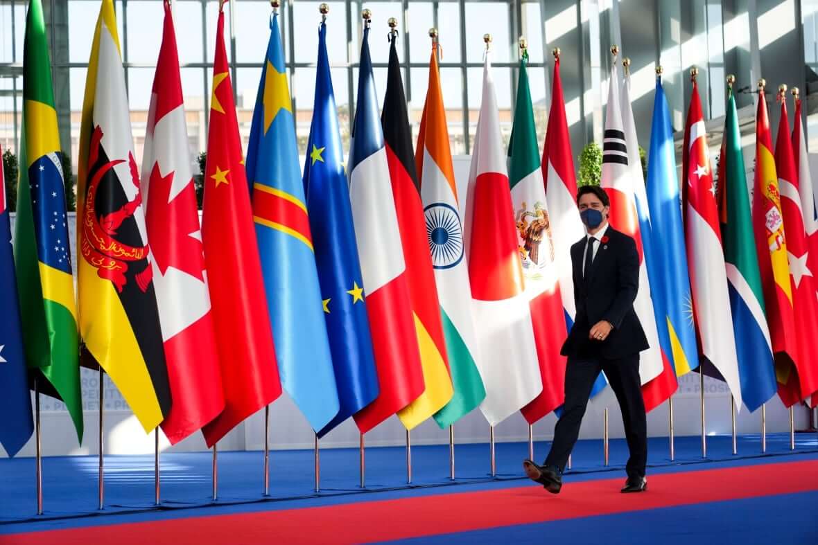 PM Justin Trudeau arrives at the G20 summit in Rome-Milenio Stadium-Canada