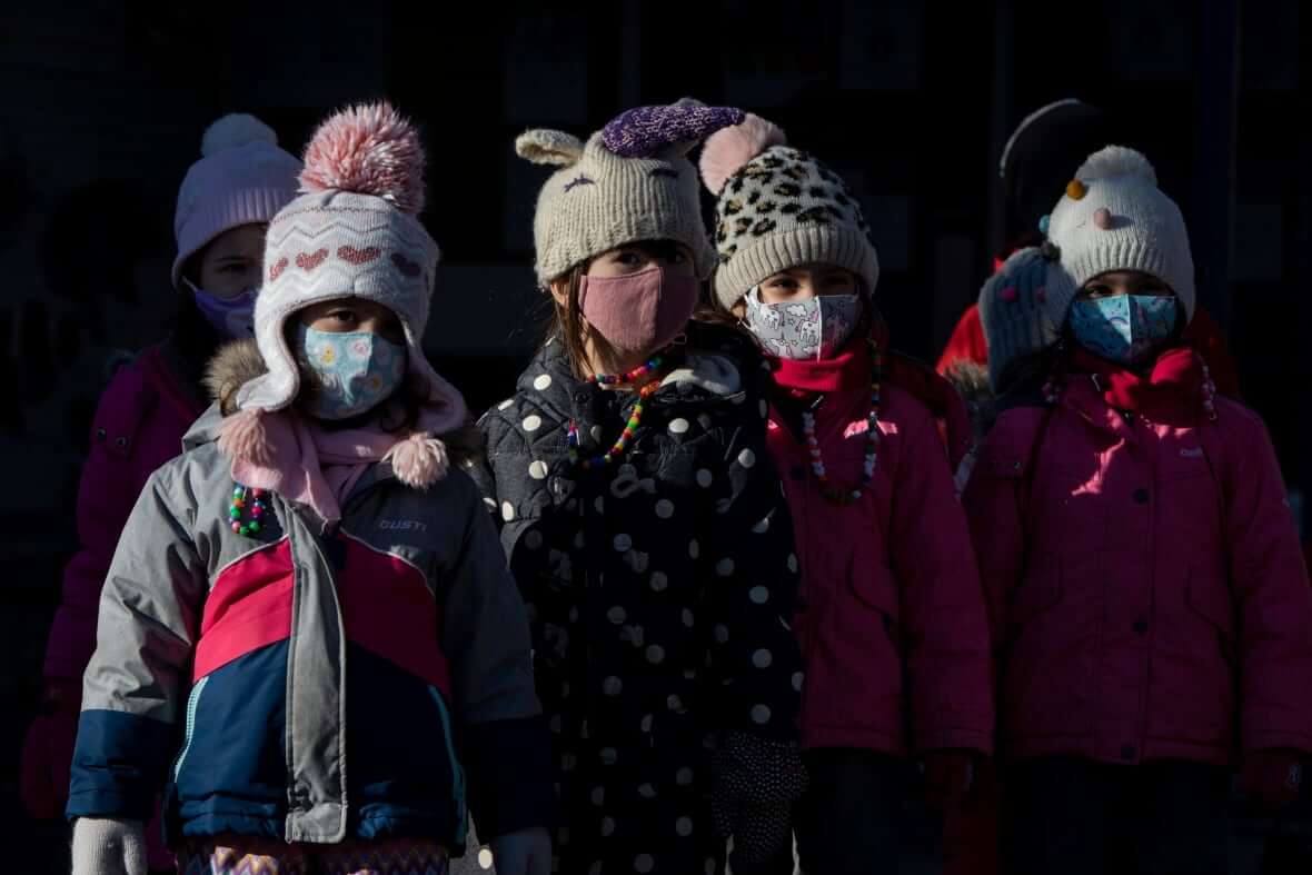 Kids with mask-Milenio Stadium-Ontario