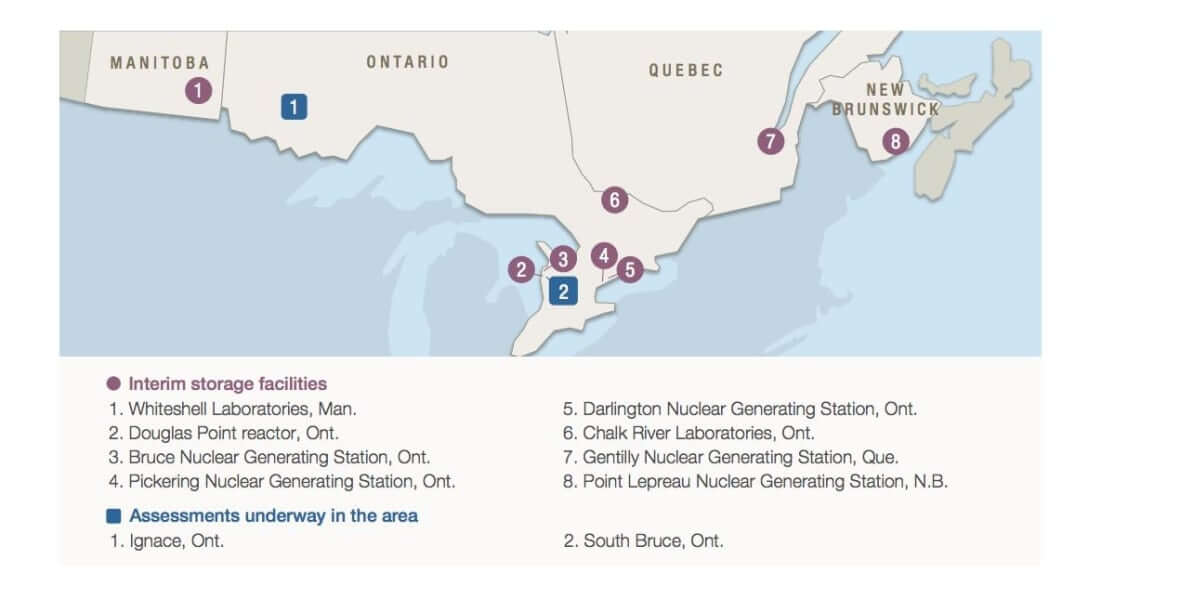 Map nuclear waste in Canada-Milenio Stadium-Ontario